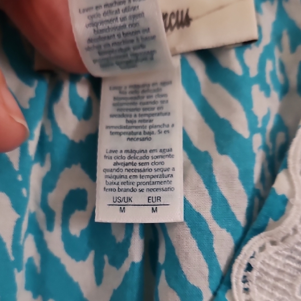Oscar de la Renta Neiman Marcus Bohemian Retreat Ikat Tent Dress Lace V-Neck M - Picture 9 of 10
